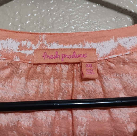 Fresh Produce Orange White Striped Cotton Henley Blouse Top - Picture 4 of 4